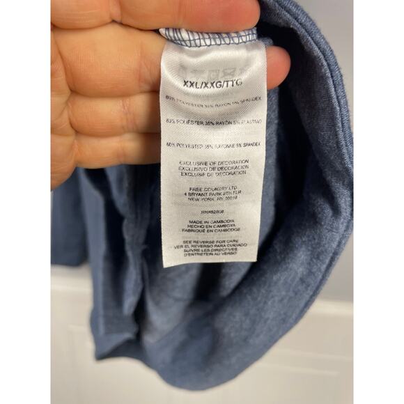 Free Country, Size XXL, Blue Snap Jacket Sweatshirt, Pockets, Flattering Seams - Picture 2 of 7